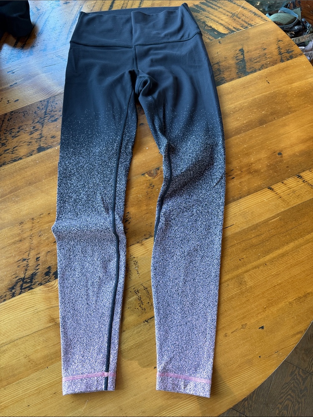 Lululemon Wunder Under High Rise Leggings Black Pink Ombré 6